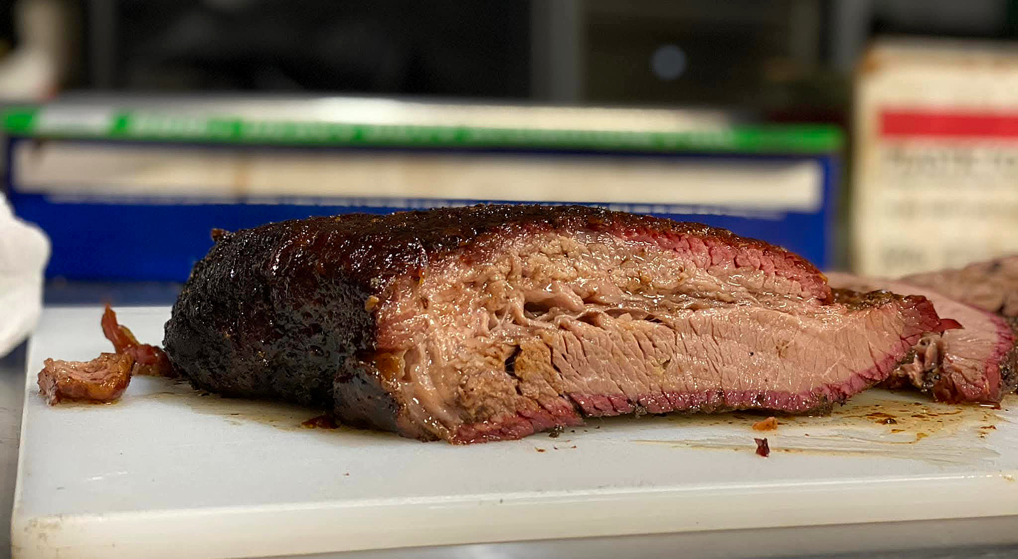 Sliced brisket close-up