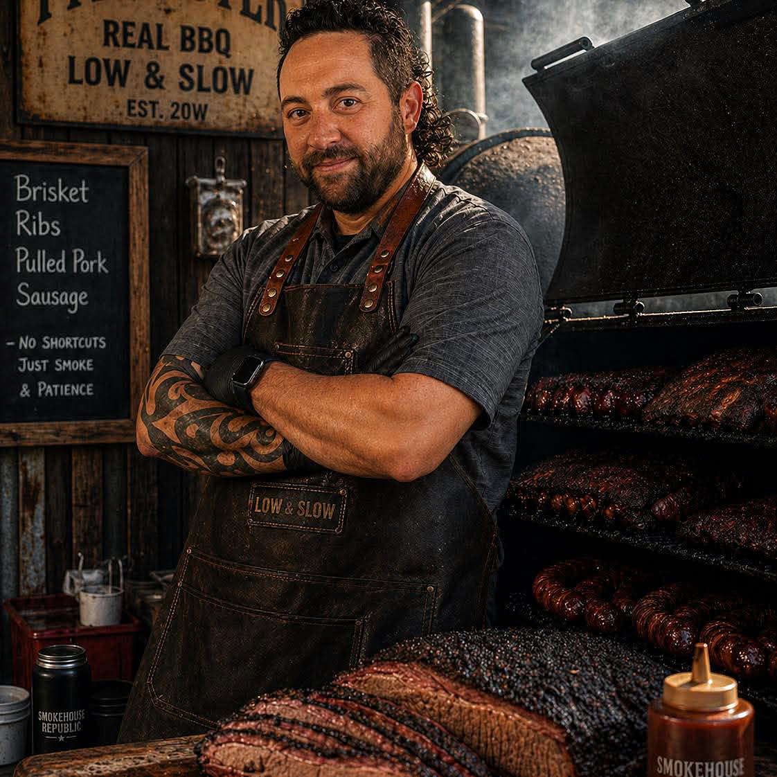 Smokehouse Republic pitmaster at the smoker